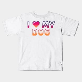 I Heart My Dog Classic Video Game Graphic Vibrant Gradient Kids T-Shirt